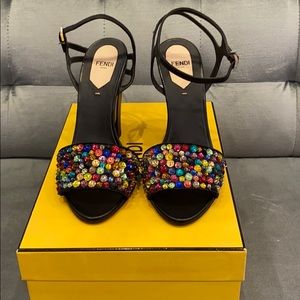 FENDI multi color rhinestone heel size 38